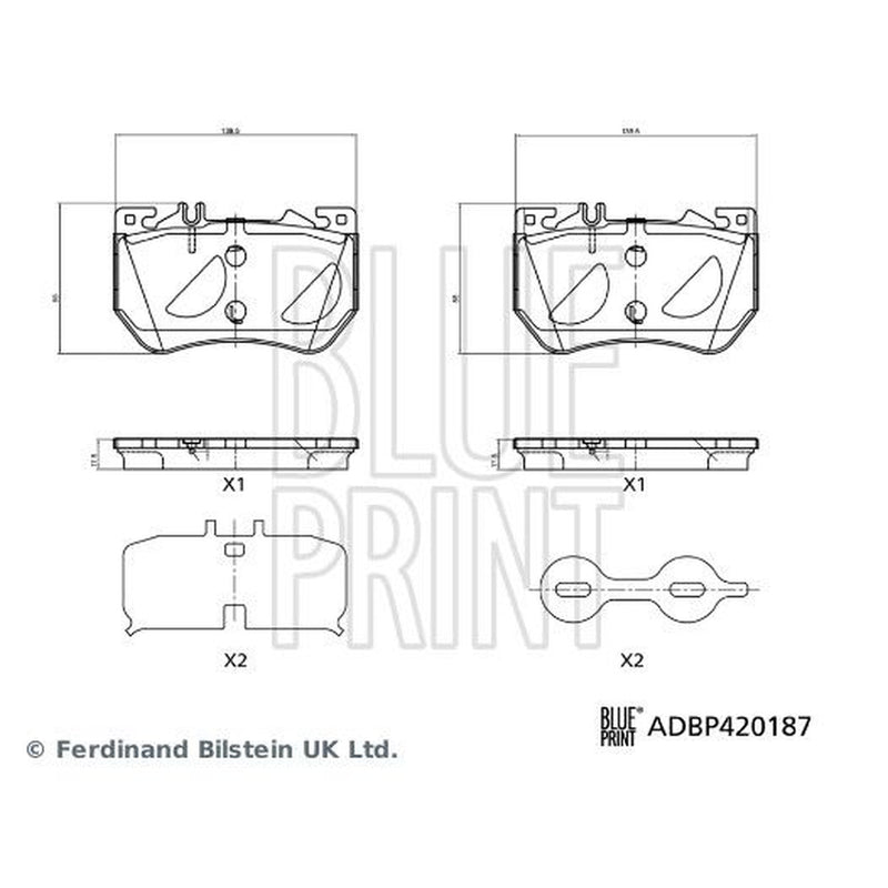 Blue Print Front Brake Pad Set fits Mercedes-Benz C-Class 2021-2022