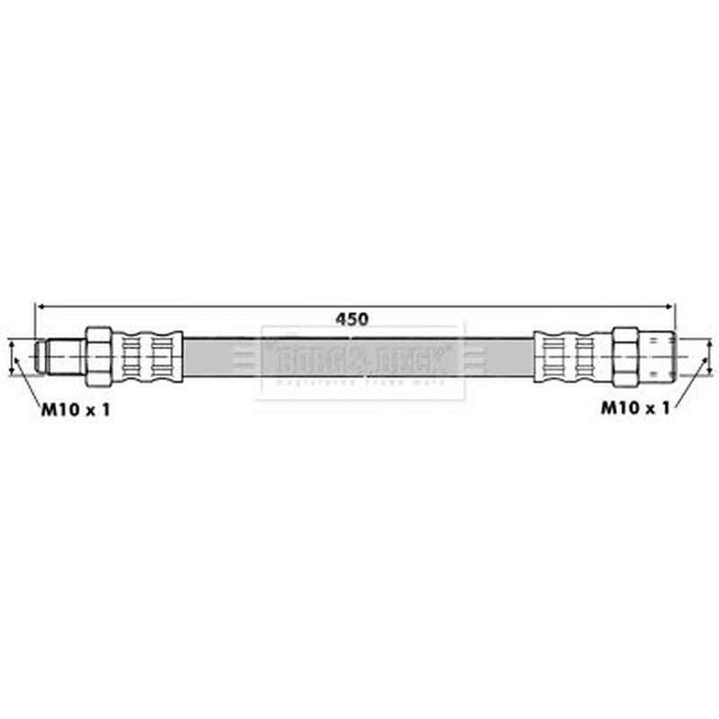 Borg & Beck Brake Hydraulic Hose Line Rear Right BBH6380