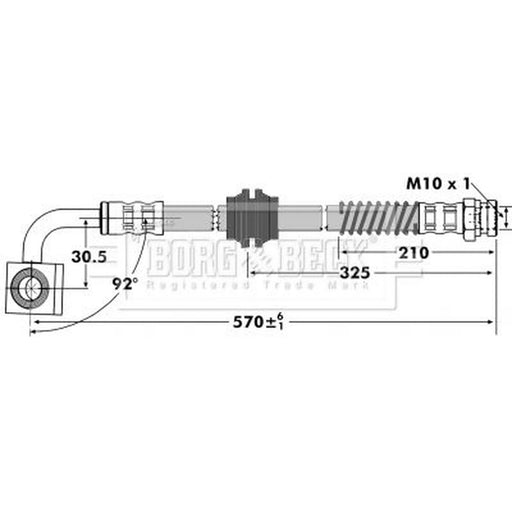 Borg & Beck Brake Hydraulic Hose Line Front Left BBH7069
