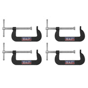 Sealey Junior C-Clamp Set 76mm x 35mm 4pc GCC02 Sealey - Dynamic Drive