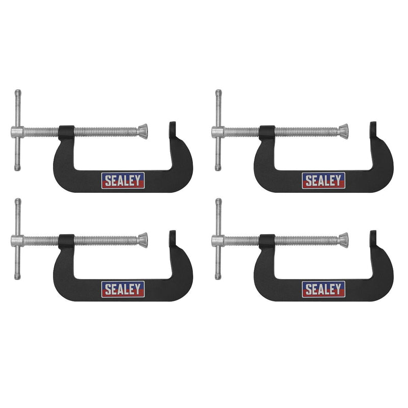 Sealey Junior C-Clamp Set 76mm x 35mm 4pc GCC02 Sealey - Dynamic Drive
