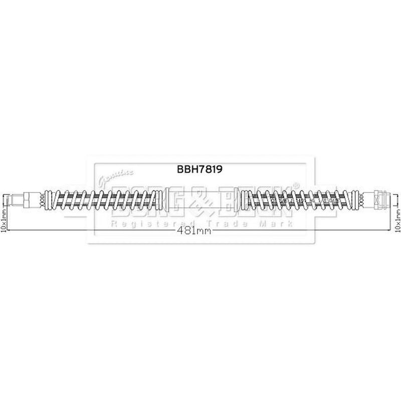 Borg & Beck Brake Hydraulic Hose Line Front Right BBH7819