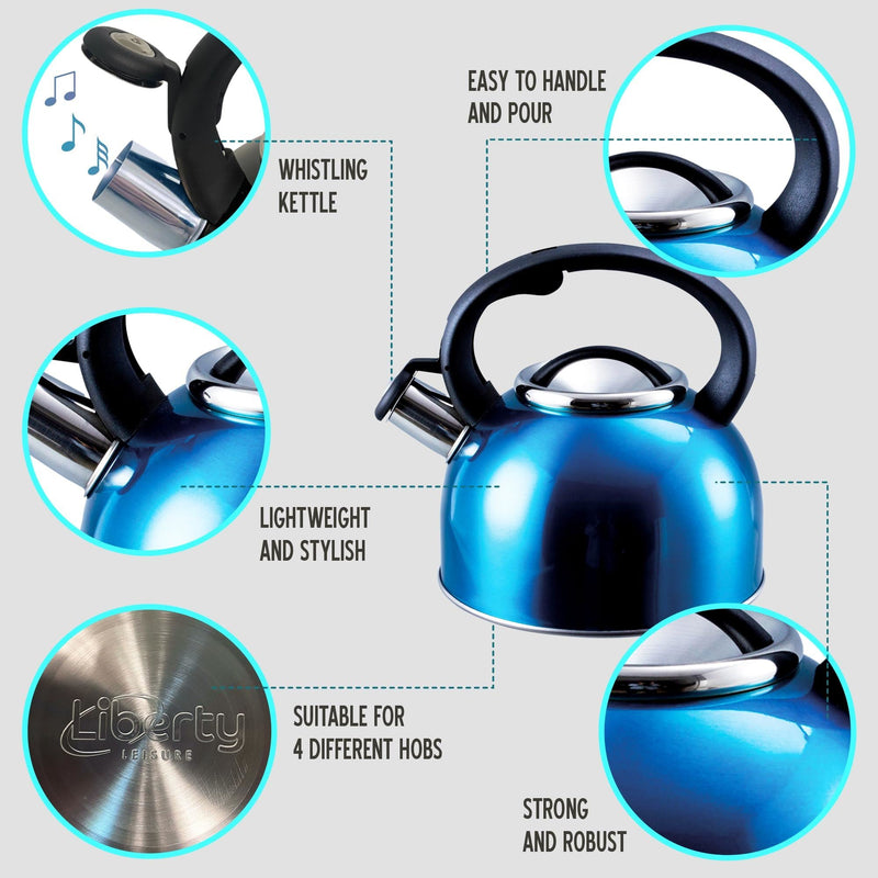 MDS1203 Liberty Blue 2.5 Litre Whistling Kettle CW-T056-B1BL Liberty Leisure UK - Dynamic Drive