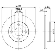 Mintex 2 x Internally Vented Brake Discs MDC1044