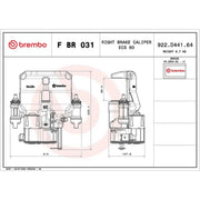 Brembo Brake Caliper Assembly Rear Right fits Iveco Daily VI 2014-2021