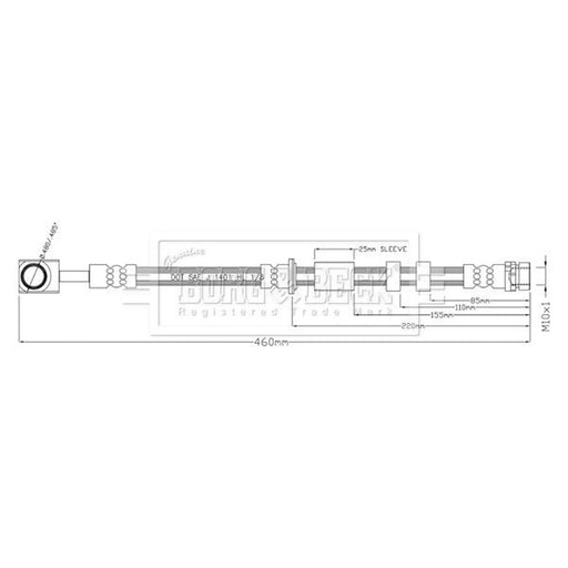 Borg & Beck Brake Hydraulic Hose Line Front Right BBH8897