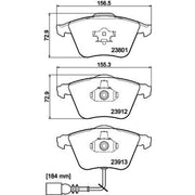 DON Front Brake Pad Set fits Audi A3 2003-2013 2.0 3.2