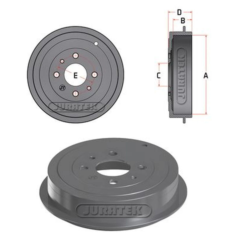 Juratek Brake Drum Assembly Rear fits Alfa Romeo 145 1994-2001 1.4 1.6 1.9