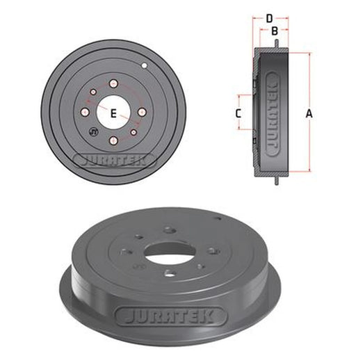 Juratek Brake Drum Assembly Rear fits Alfa Romeo 145 1994-2001 1.4 1.6 1.9