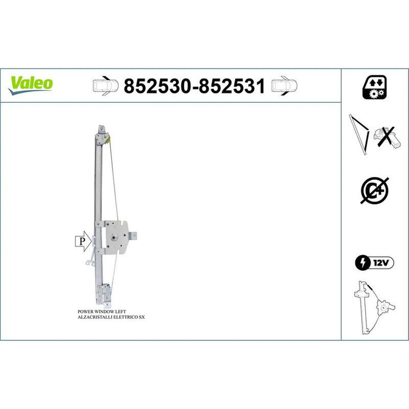 Valeo Electric Window Regulator Lifter Left Front 852530