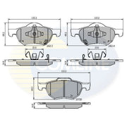 Comline 4 x Front Brake Pad Set fits Honda Accord VII 2003-2008 2.0 2.2 2.4