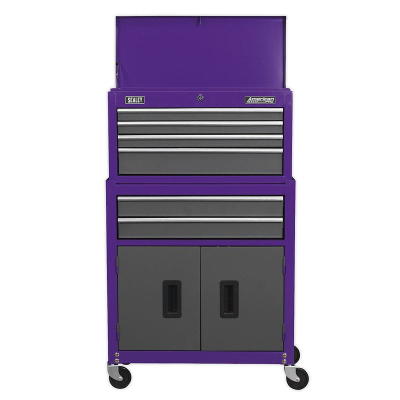 Sealey Topchest & Rollcab Combo 6 Drawer - Purple/Grey AP2200BBCP Sealey  - Dynamic Drive