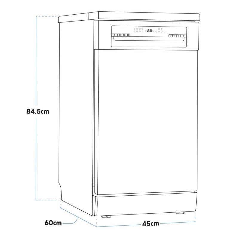 Baridi Slimline Freestanding Dishwasher 45cm Wide 10 Place Settings - Black Baridi - Dynamic Drive