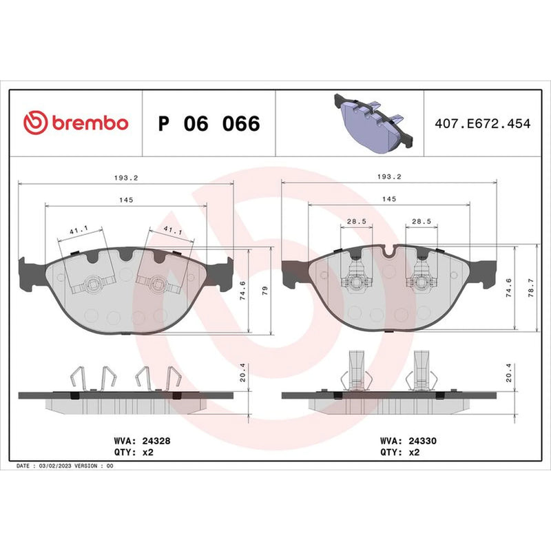 Brembo 4 x Front Brake Pad Set fits BMW 5 2004-2010