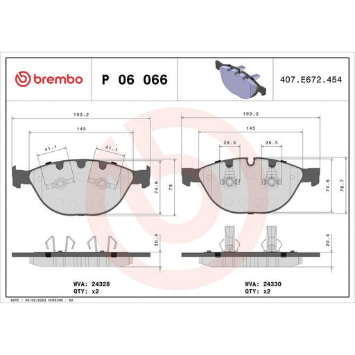 Brembo 4 x Front Brake Pad Set fits BMW 5 2004-2010