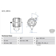 Bosch Car Alternator 12V 0 986 081 090