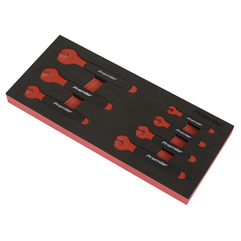 Premier Insulated Open-End Spanner Set with Tool Tray 7pc - VDE Approved Sealey Premier - Dynamic Drive