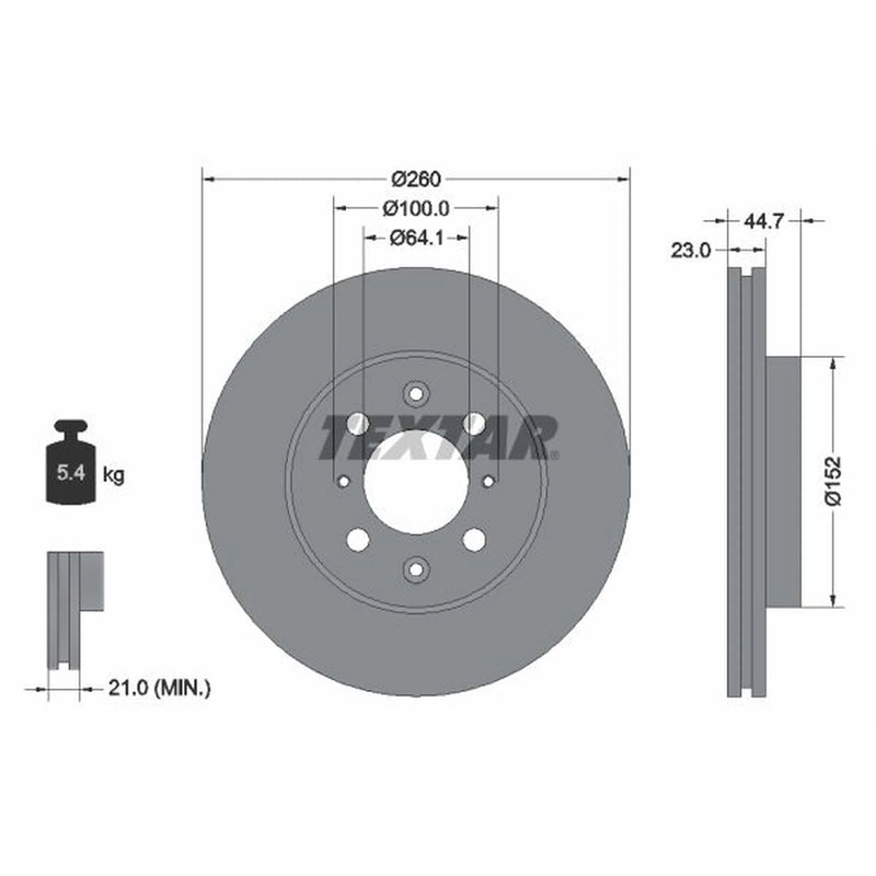 Textar 2 x Vented Front Brake Discs 92125200