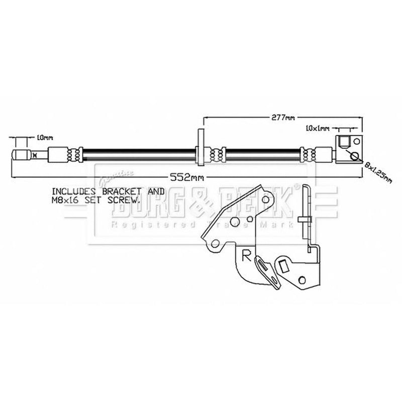 Borg & Beck Brake Hydraulic Hose Line Front Right BBH7445