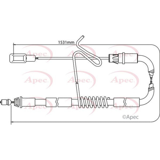 Apec Handbrake Cable Left Rear fits Ford Transit 2006-2014 2.2 2.3 2.4 3.2