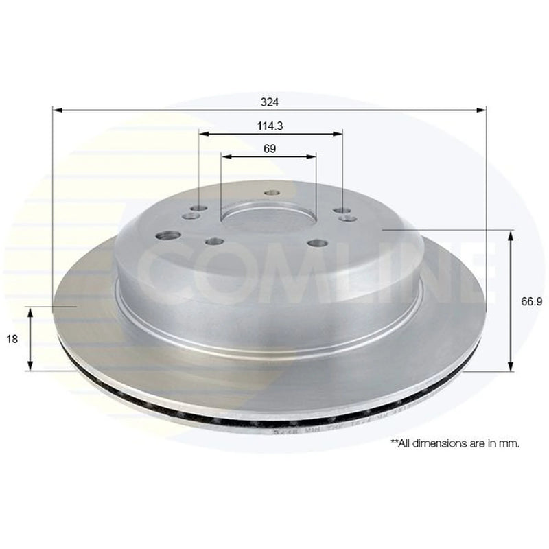 Comline 2 x Internally Vented Brake Discs fits Hyundai IX55 2008-2012 3.0 3.8