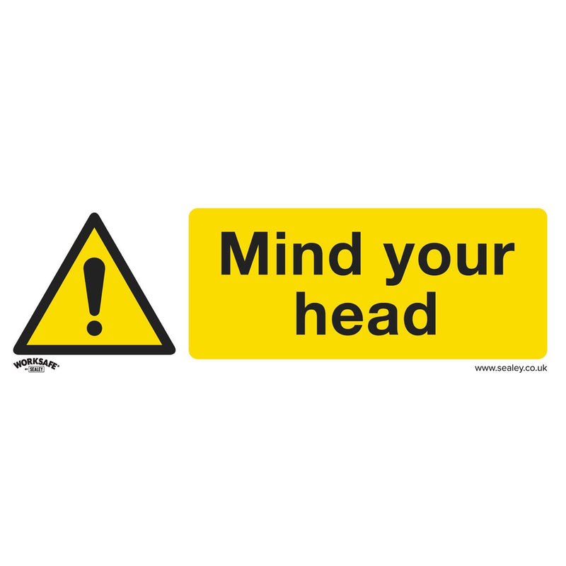 Sealey Warning Safety Sign Mind Your Head Self-Adhesive Vinyl Pack of 10 Sealey - Dynamic Drive