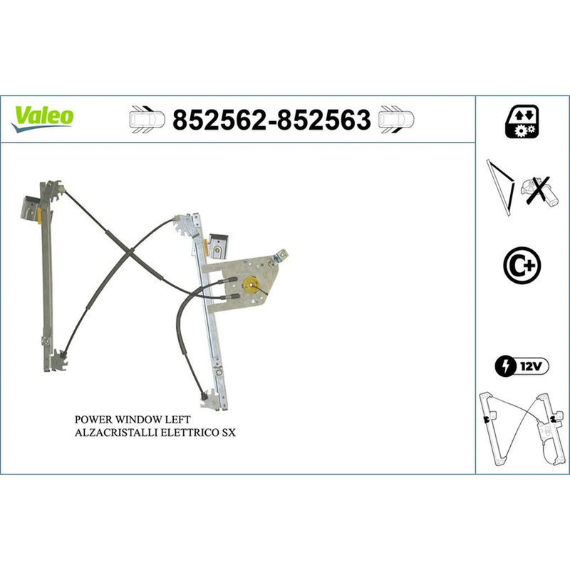 Valeo Electric Window Regulator Lifter Right Front 852563