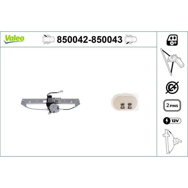Valeo Electric Window Regulator Lifter Right Rear 850043