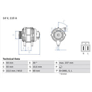 Bosch Car Alternator 12V 0 986 080 640