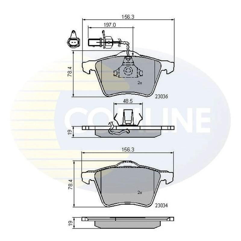 Comline Front Brake Pad Set fits VW Transporter 1990-2003 1.9 2.0 2.4 2.5 2.8