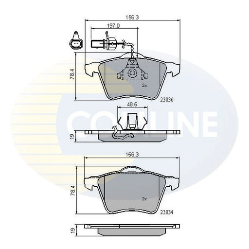 Comline Front Brake Pad Set fits VW Transporter 1990-2003 1.9 2.0 2.4 2.5 2.8