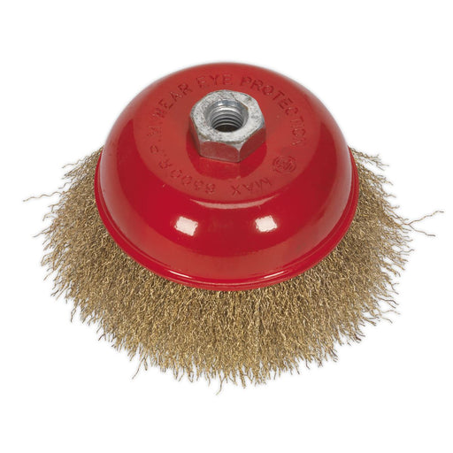 Sealey Brassed Steel Cup Brush125mm M14 x 2mm CBC125 Sealey - Dynamic Drive
