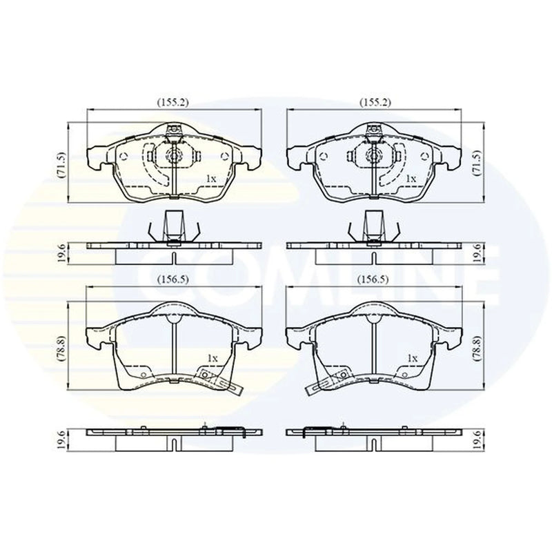 Comline 4 x Front Brake Pad Set fits Opel Astra G 1998-2005 1.8 2.0 2.2