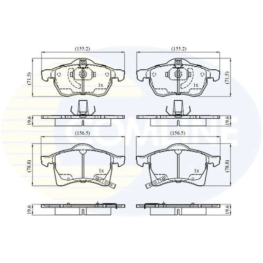 Comline 4 x Front Brake Pad Set fits Opel Astra G 1998-2005 1.8 2.0 2.2