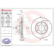 Brembo 2 x Internally Vented Front Brake Discs 09.A203.10-x2