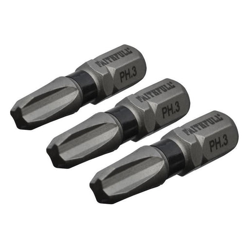 Faithfull Phillips Impact Screwdriver Bits PH3 x 25mm (Pack 3) Faithfull - Dynamic Drive