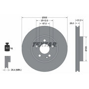 Textar 2 x Vented Front Brake Discs 92296705