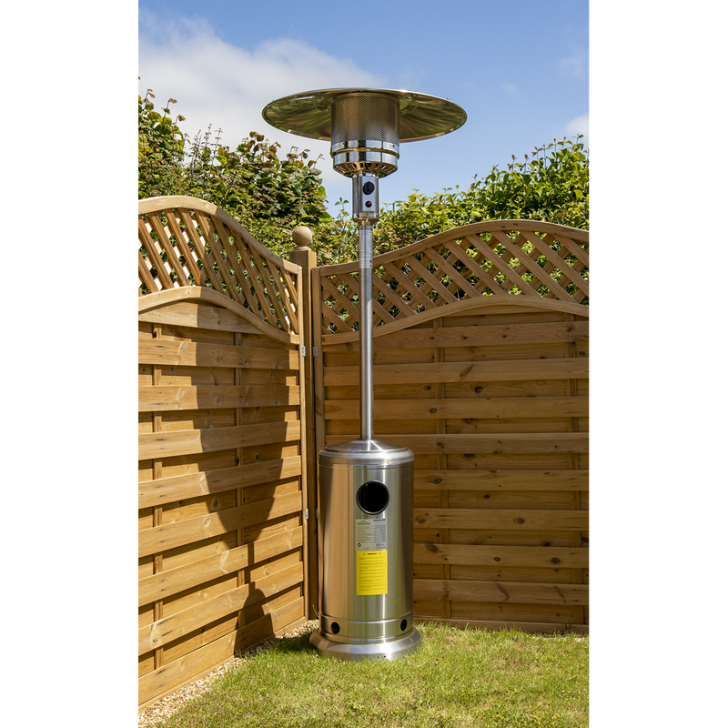 Dellonda 13kW Stainless Steel Commercial Gas Outdoor Garden Patio Heater Wheels Dellonda  - Dynamic Drive