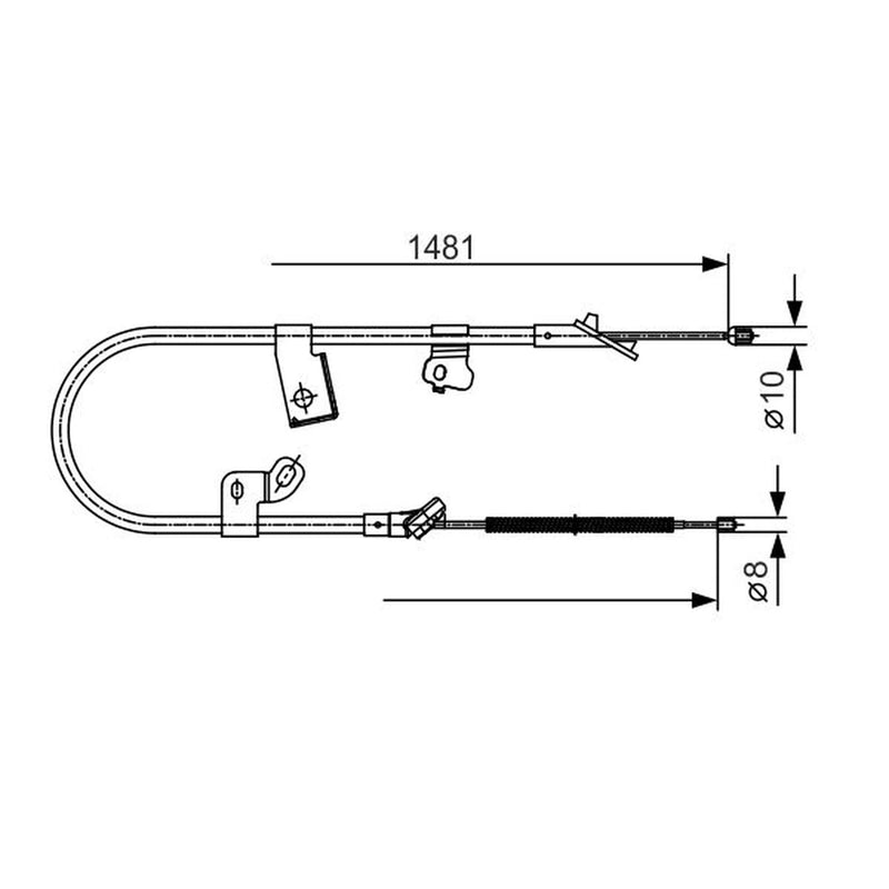 Bosch Handbrake Cable Right Rear fits Toyota Yaris 1999-2005 1.0 1.3 1.4 1.5