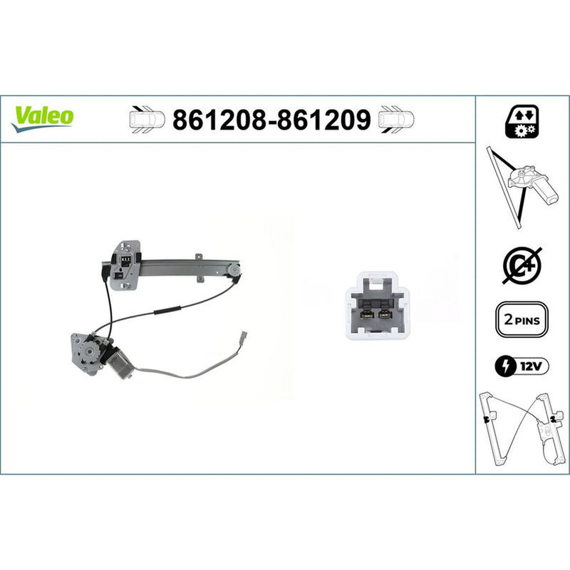 Valeo Electric Window Regulator Lifter Right Rear 861209