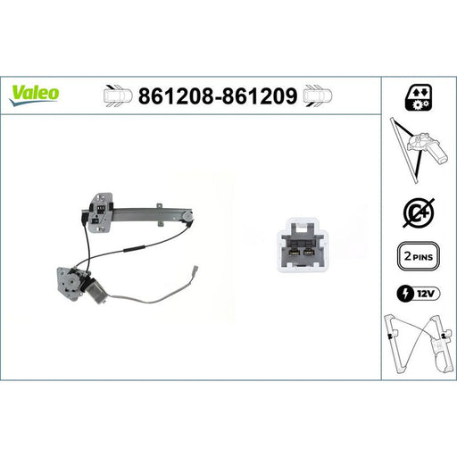 Valeo Electric Window Regulator Lifter Right Rear 861209