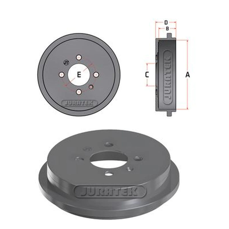 Juratek Brake Drum Assembly Rear fits Seat Arosa 1997-2004 1.0 1.4 1.7