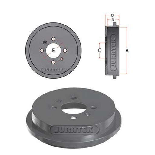 Juratek Brake Drum Assembly Rear fits Seat Arosa 1997-2004 1.0 1.4 1.7
