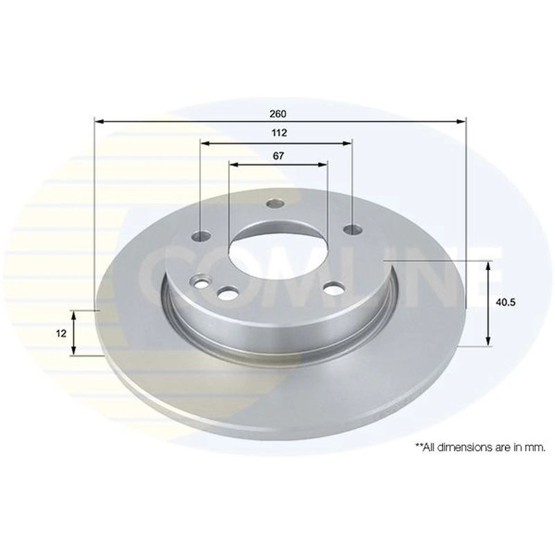 Comline 2 x Solid Brake Discs fits Mercedes-Benz A-Class 1997-2004