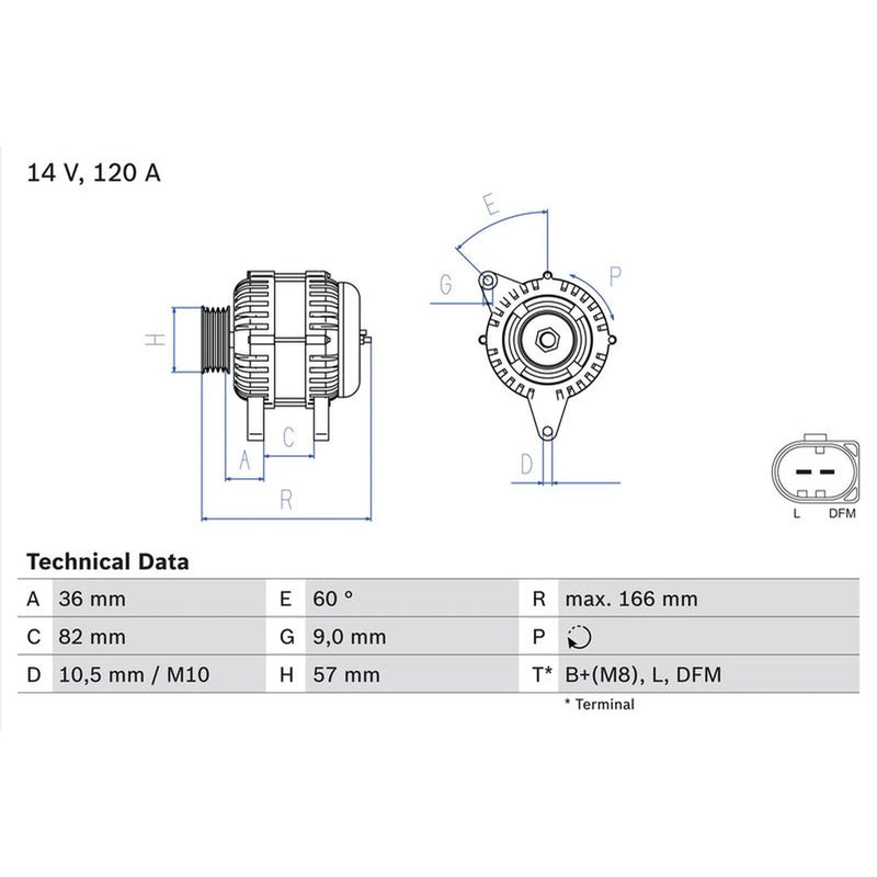 Bosch Car Alternator 12V fits VW Passat B5.5 2001-2005 2.0