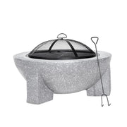 Dellonda Round MgO Fire Pit with BBQ Grill Ø75cm Safety Mesh Screen - Light Grey Dellonda - Dynamic Drive