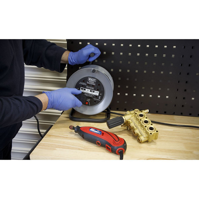 Sealey Cable Reel 15m 4 x 230V Thermal Trip BCR153T Sealey - Dynamic Drive