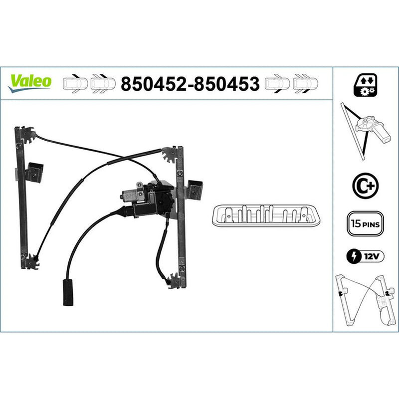 Valeo Electric Window Regulator Lifter Right Front 850453