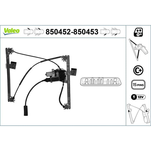 Valeo Electric Window Regulator Lifter Right Front 850453