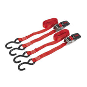 Sealey Ratchet Tie Down 25mm x 4m Polyester Webbing with S-Hooks 800kg Breaking Sealey - Dynamic Drive